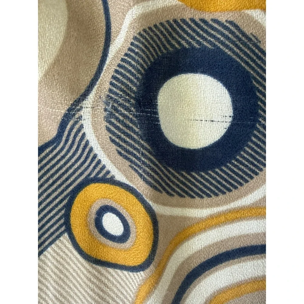 RIU Paris Scarf Women OS Blue Yellow Geometric Circle Print Good Condition
